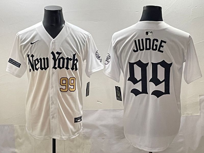 Men 2025 New York Yankees #99 Judge White Five generations Joint Name Nike MLB Jersey style 5->new york yankees->MLB Jersey
